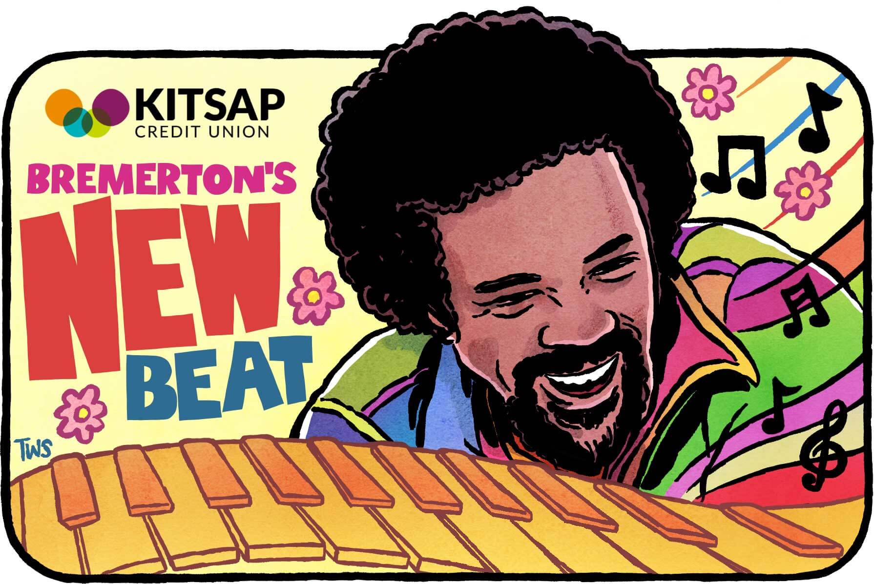 Quincy Jones sticker design for the Quincy Jones Square in Bremerton WA