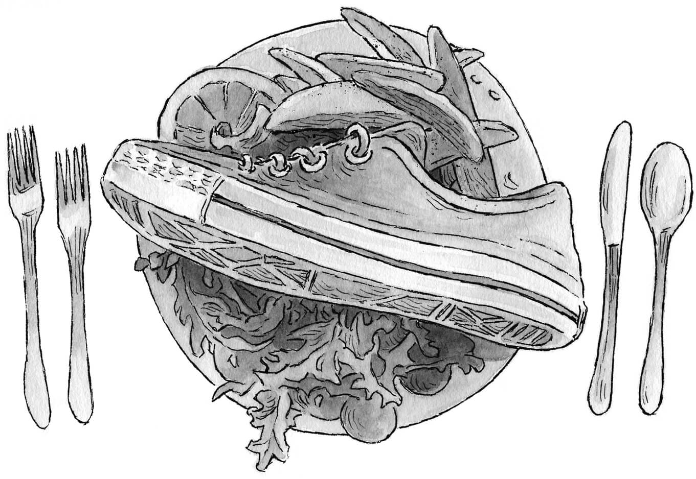 Illustration of a smiling monkey and alligator facing each other